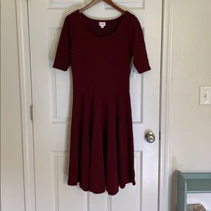 LuLaRoe Nicole dress L burgundy circle skirt NWT